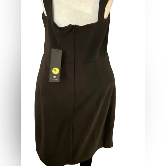 Lulus Black Square Neck Mini Dress Size L NWT Bodycon Sheath LBD Cocktail Party - Picture 7 of 12